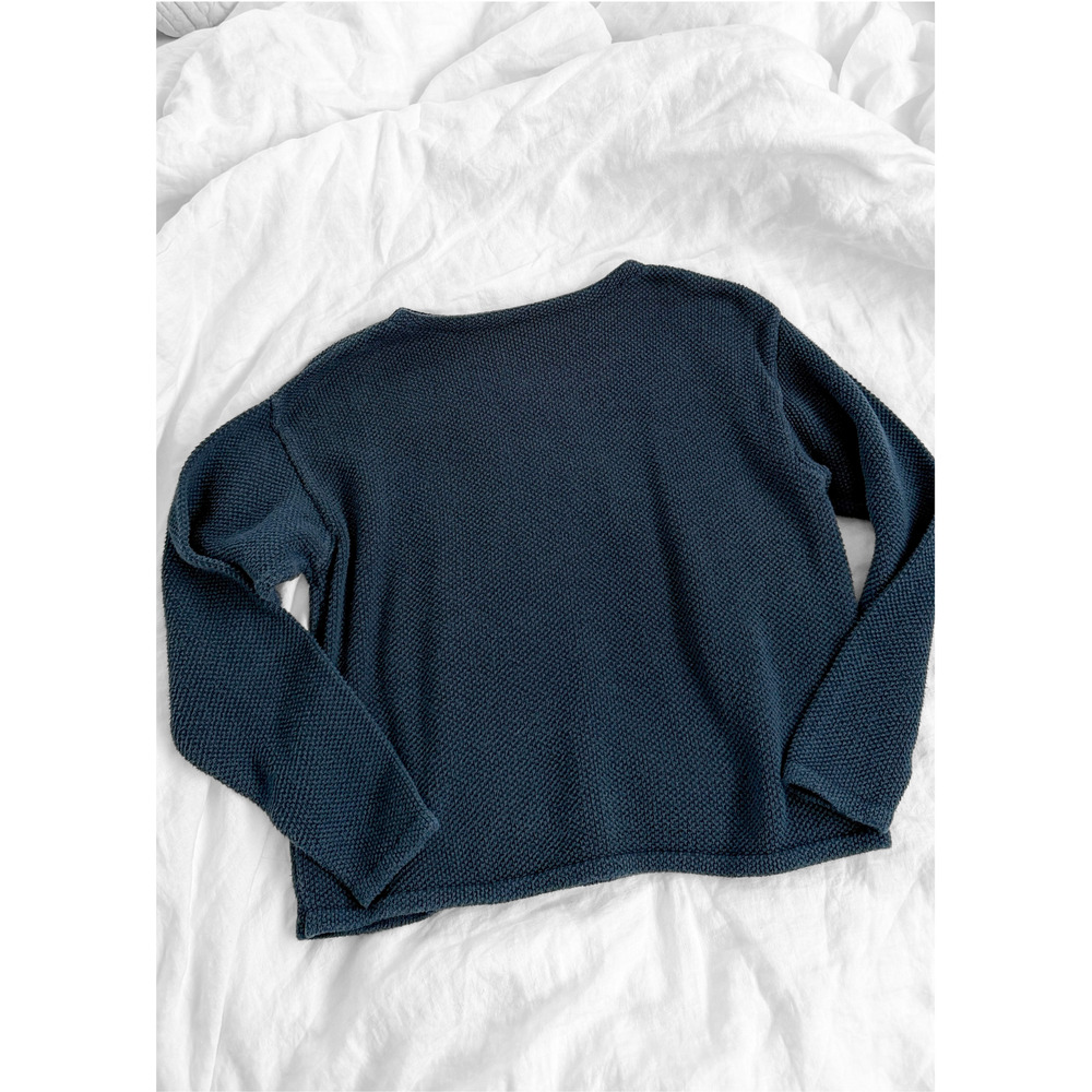 Chris Triola Teal Blue 100% Cotton Textured Boatneck Hand Made Top (S) - Picture 4 of 9